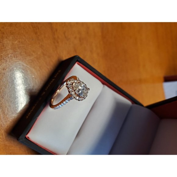 NWT✔ 14K Gabriel Pear Shaped Halo Wedding Ring - Picture 10 of 15